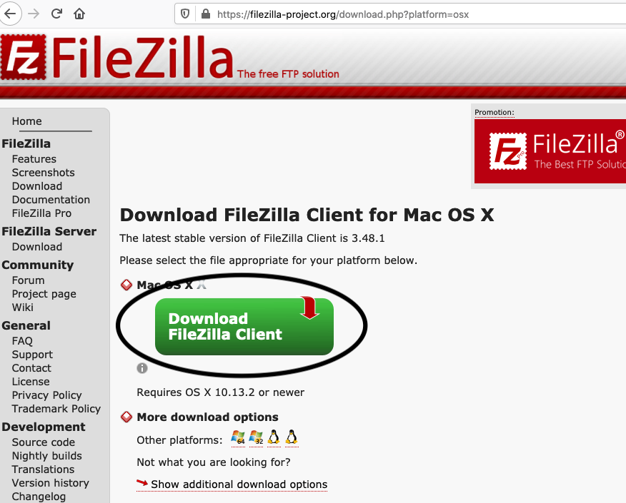 how to set up ftp filezilla on mac